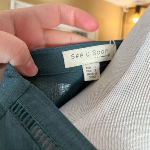 SEE U SOON | Puff Sleeve Emerald Smocked Oversized Wrap Dress - Picture 14 of 14